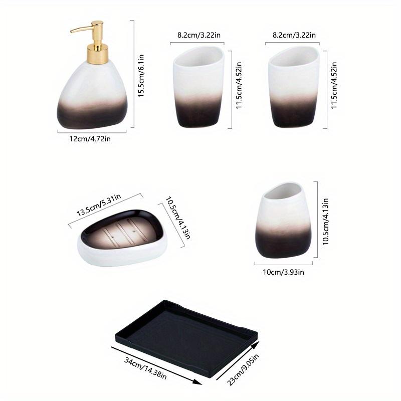 6τεμ. 1σετ Προηγμένα Αξεσουάρ Μπάνιου Κεραμικά σε Σταδιακή Απόχρωση του Καφέ, 2 ποτήρια στοματικού διαλύματος, 1 σαπουνοθήκη, 1 ποτηράκι οδοντόβουρτσας, 1 δίσκος, 1 δοχείο λοσιόν Δημιουργικά Δώρα για το Σπίτι.