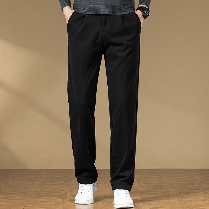 Men's Wool Blend Straight Fit Casual Trousers