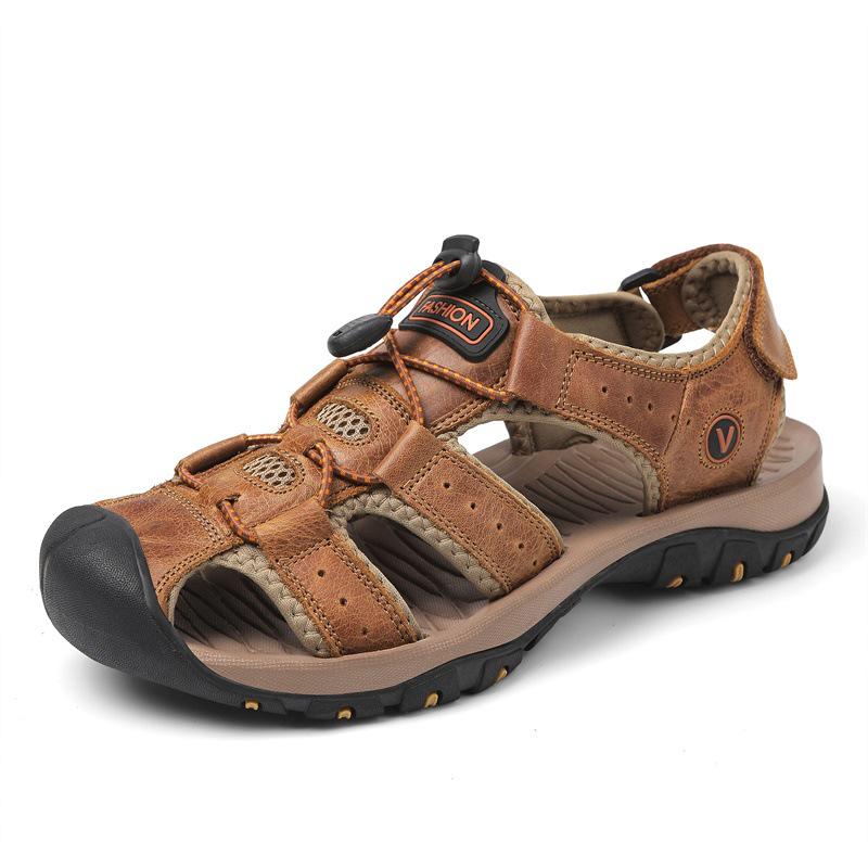 Men s Large-Size Closed-Toe Summer Leather Beach  Outdoor Sports Sandals 2026 42