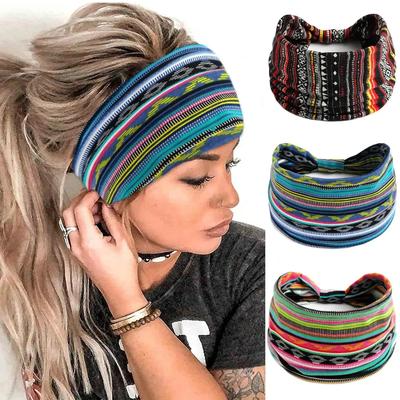 Bohémske Uzlové Turbany Joga Elastická Čelenka do Vlasov Dámska Čelenka Široké Gumičky do Vlasov Pokrývka Hlavy Kvetinové Bandany Módne Doplnky do Vlasov