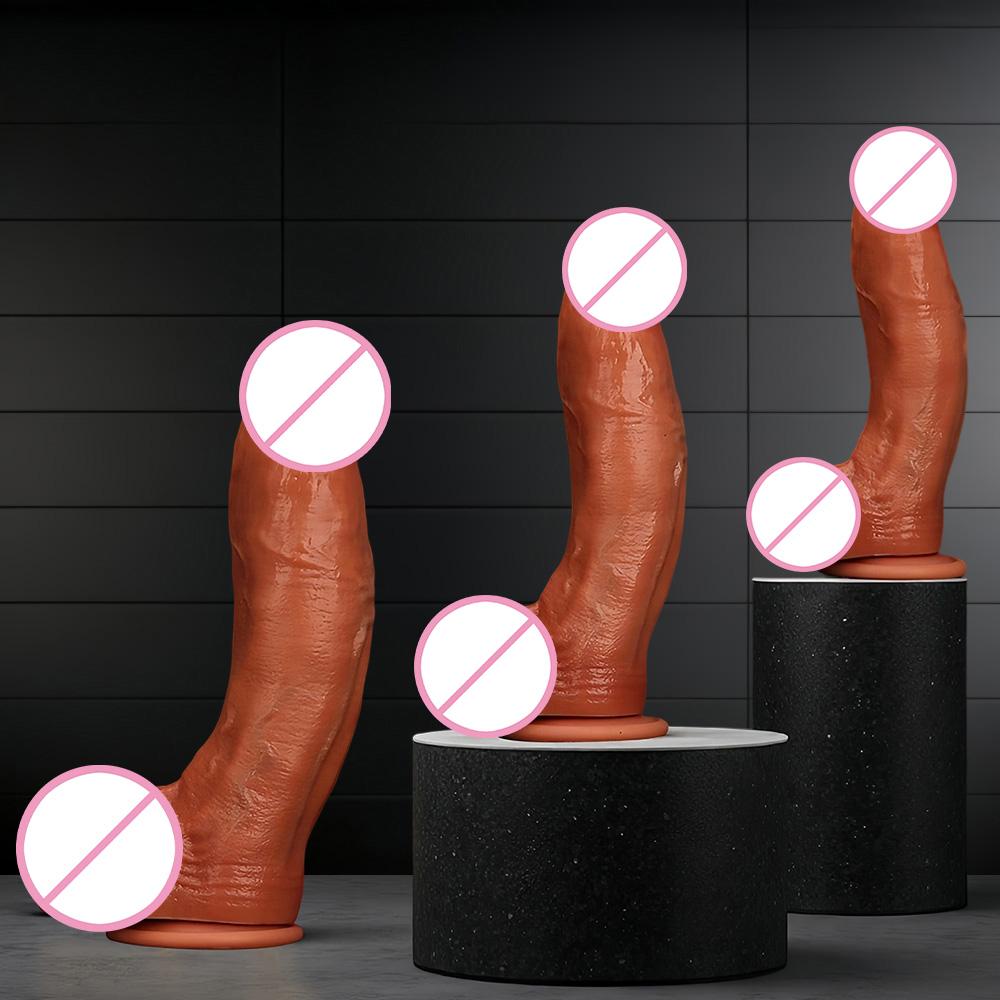 Curved Thick Realistic Dildos Silicone Large Penis Massager Unique Fantasy G-Spot Anal Clitoris Stimulator Masturbators Adult Sex Toys for Women Men