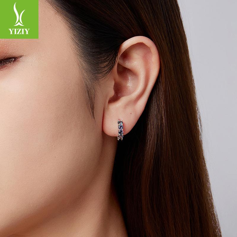 Shining Colorful Ear Buckles S925 Sterling Silver Noble And Elegant Temperament Earrings Earrings