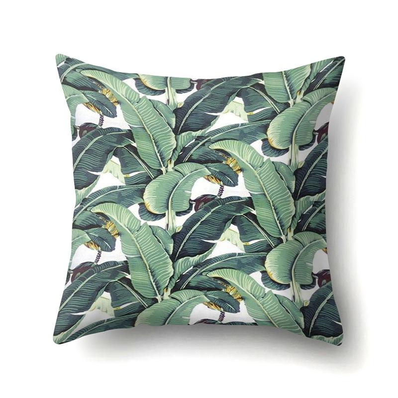 Polyester Pillowcase Nordic Ins Style Plant Flower Print Peach Leather Velvet Pillowcase Car Waist Cushion Cover