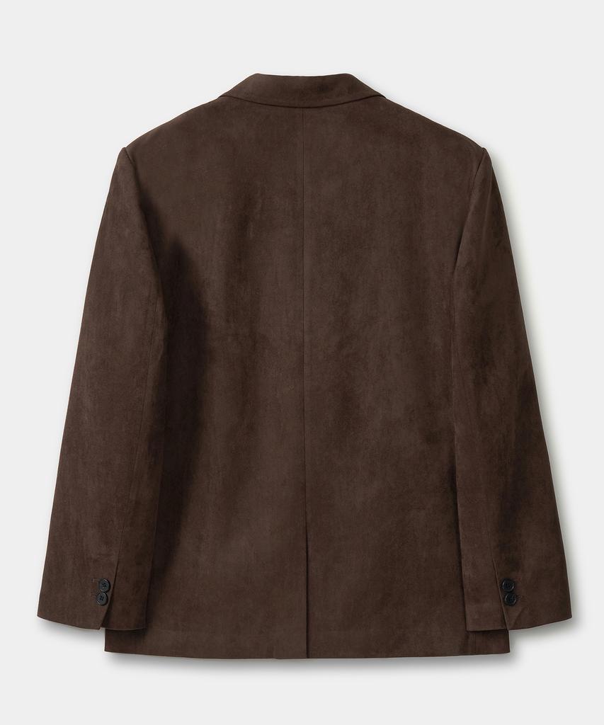 Excontainer Classic Button Suede Blazer (Dark Brown)