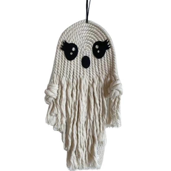 Halloween Ghost Wall Hanging Decoration Boho Handwoven Cotton Rope Ghost