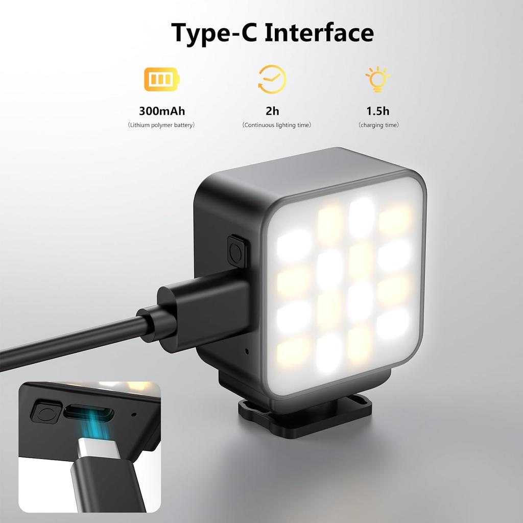 VRIG Mini LED Action Camera Vlogging Video Light, Magnetic Cold Shoe Photography Fill Lighting for DJI Osmo Action 5Pro/4/3 Camera Cage, Osmo Pocket