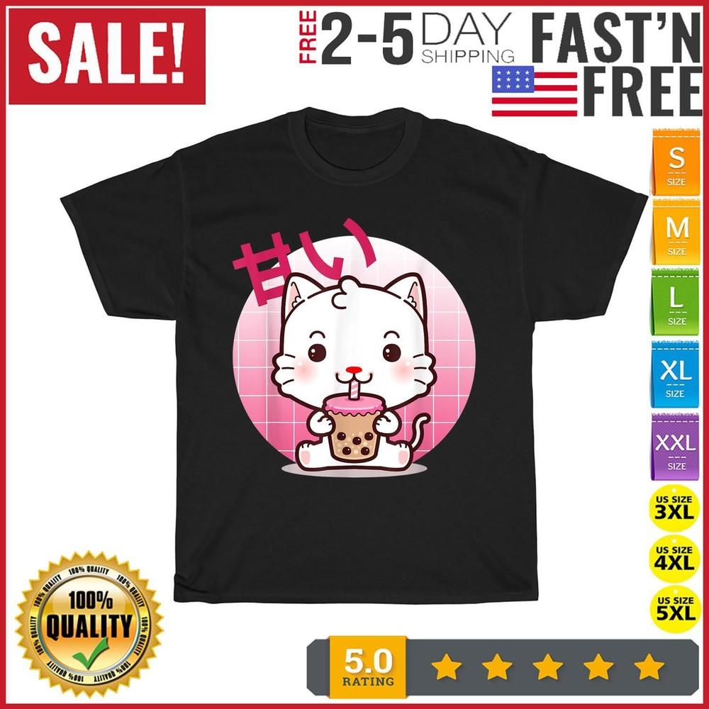 Cat Boba Tea Bubble Tea Anime Kawaii Neko Gifts Girls Teens T Shirt Men Women