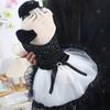 Elegant Black-white Glitter Bow Lace Dog Skirt Diamond Formal Dot Tutu Dog Dress with Lace Trim Pet Wedding Dresses Chihuahua