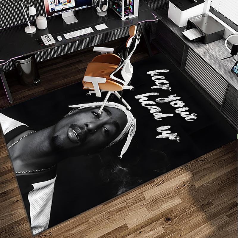 Rap Legend In Blue Office Rug Chair Mat, Game Carpet, Suitable for Front Door, Bedroom, Living Room, Desk, Holiday Gift