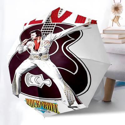 1pc ELVIS ROCK 'N' ROLL Automatic Open, Windproof, Compact Travel Umbrella, Gift for Birthday, Christmas, Business 93081