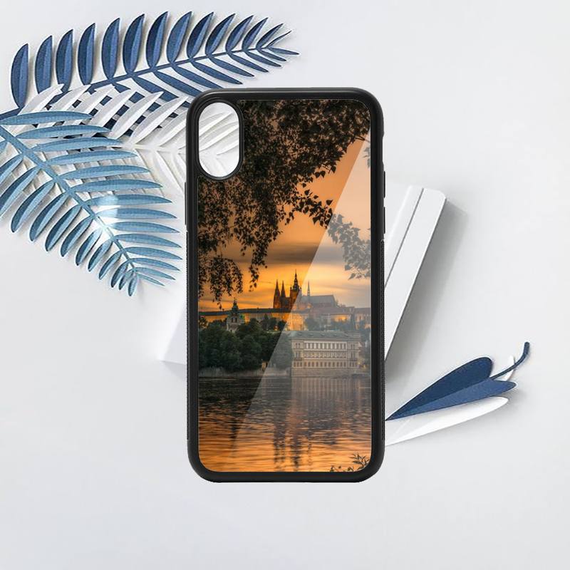 Prague Europe Prettiest Bridges City Phone Case PC pro iPhone 11 12 13 pro XS MAX 8 7 6 6S Plus X XR Luxusní skořepinové pozadí