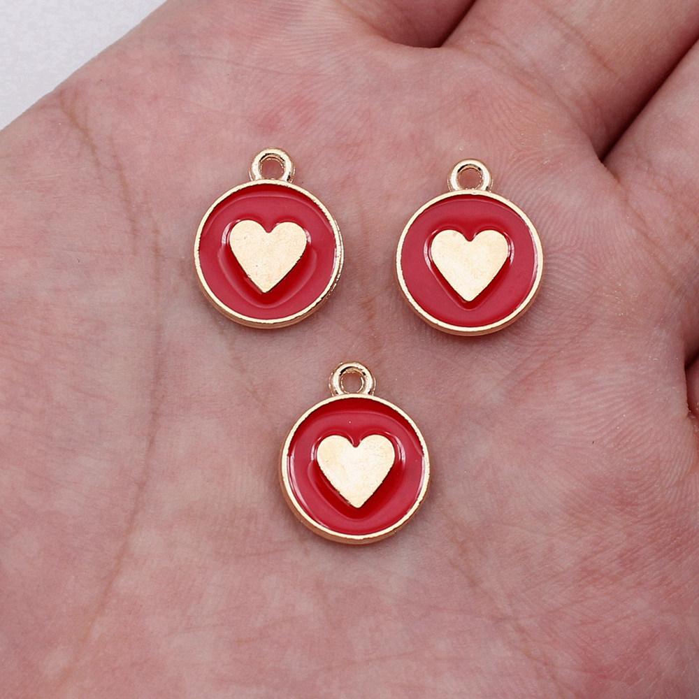 Charms Heart Enamel Pendants Wedding Jewelry Findings QC066