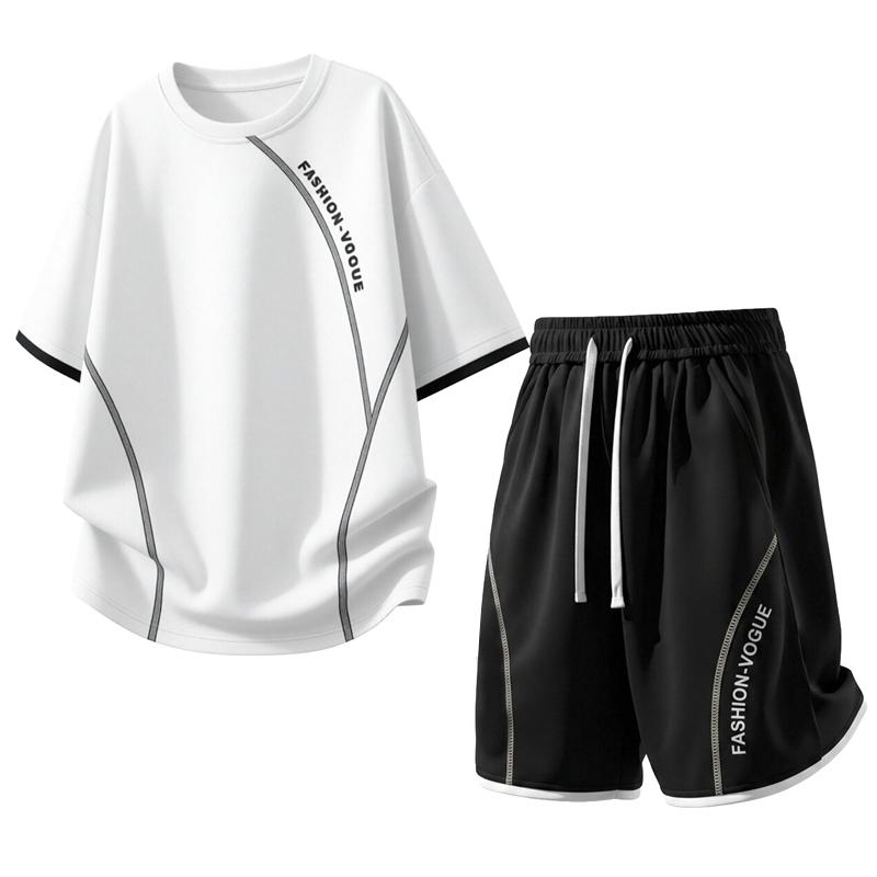 

Ice Silk Men s Short-sleeved Shorts Men s Clothing Casual Sports Suit 4XL білий