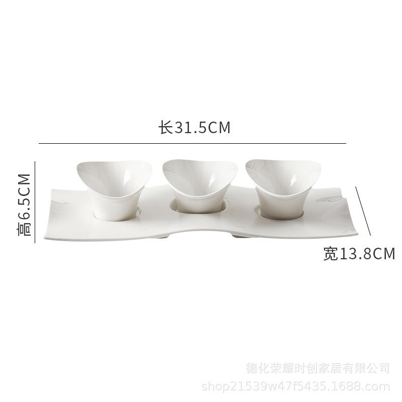 

Irregular Ceramic Dessert Bowl White Sauce Dish Snack Bowl 3-Piece Set Seasoning Bowls Fruit Plate Salad Bowls Soup Plate Dish
