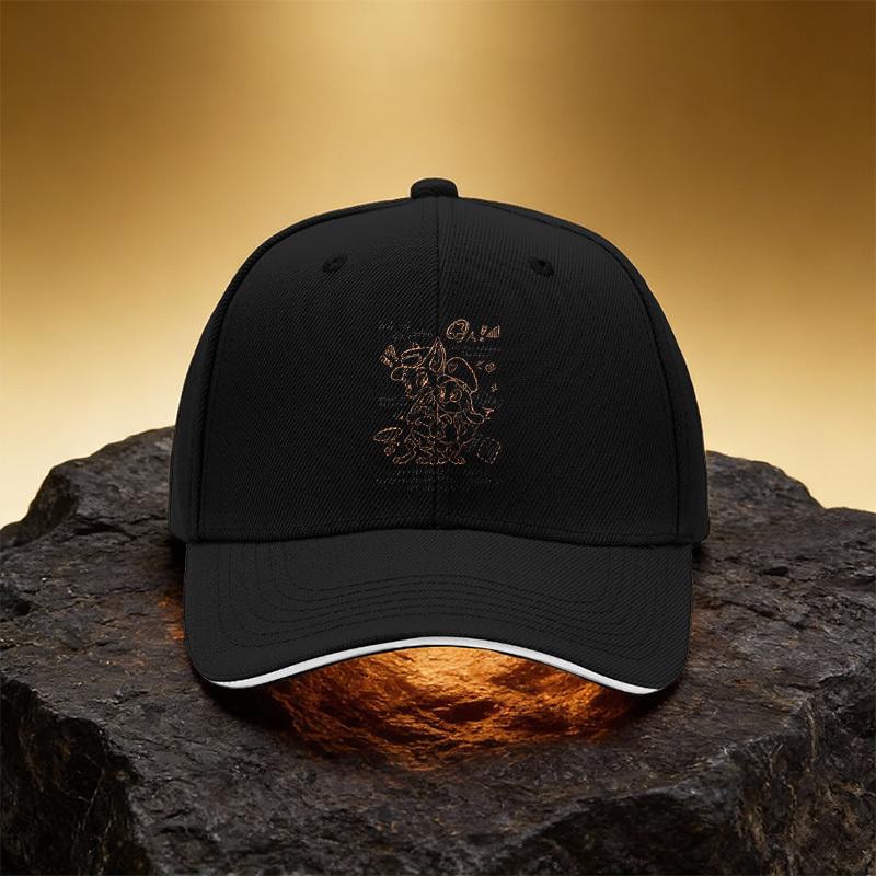 Cartoon Animal Hand-Drawn Line Style Hat Unisex Printed Baseball Cap Sandwich Duckbill Cap Sports Hat Suitable for Daily Commute