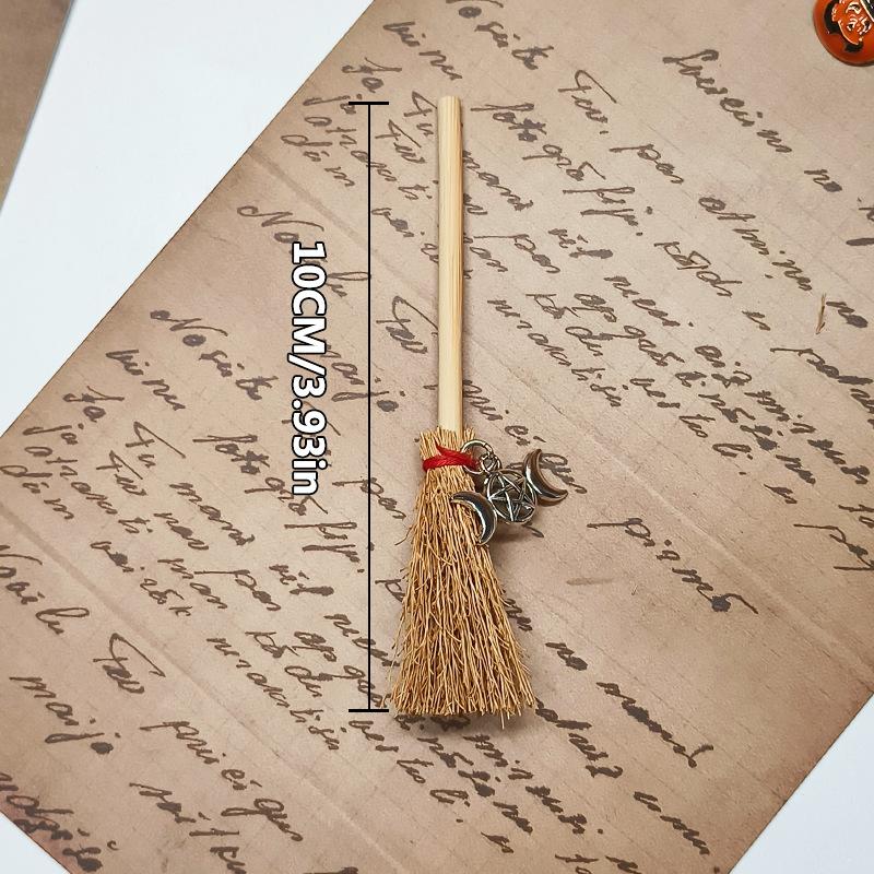 1:12 Dollhouse Miniature Mini Witch Broom Home Halloween Decor Toy Doll House Accessories