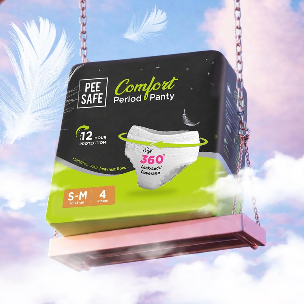 Pee Safe Comfort Period Panties | S-M | 4 Panties | 12 Hr Protection