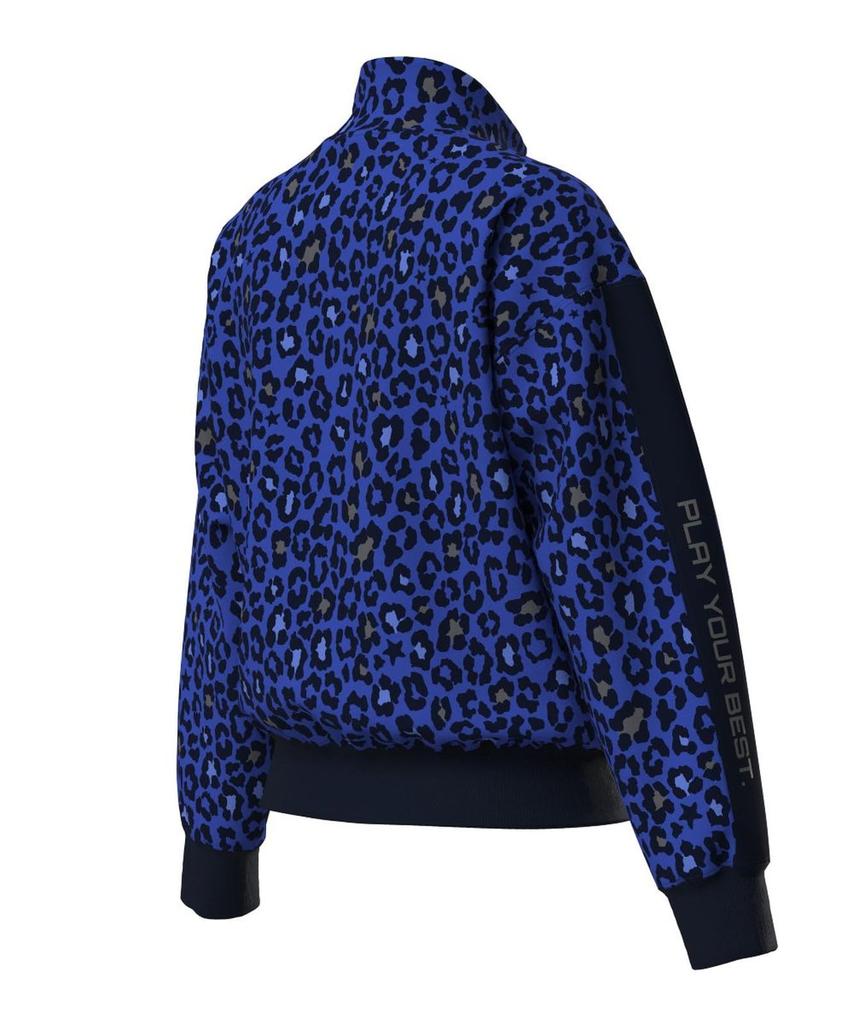 Full Zip Blouson Golf Outerwear S [Pin Apparel] Women's (Leopard Print, Stretch) / / 622-4220902 110_Blue
