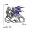 Enamel Dragon Brooches for Women Unisex Rhinestone Necklace Flying Dragon Pins Banquet Party Backpack Gifts Jewelry Accessories