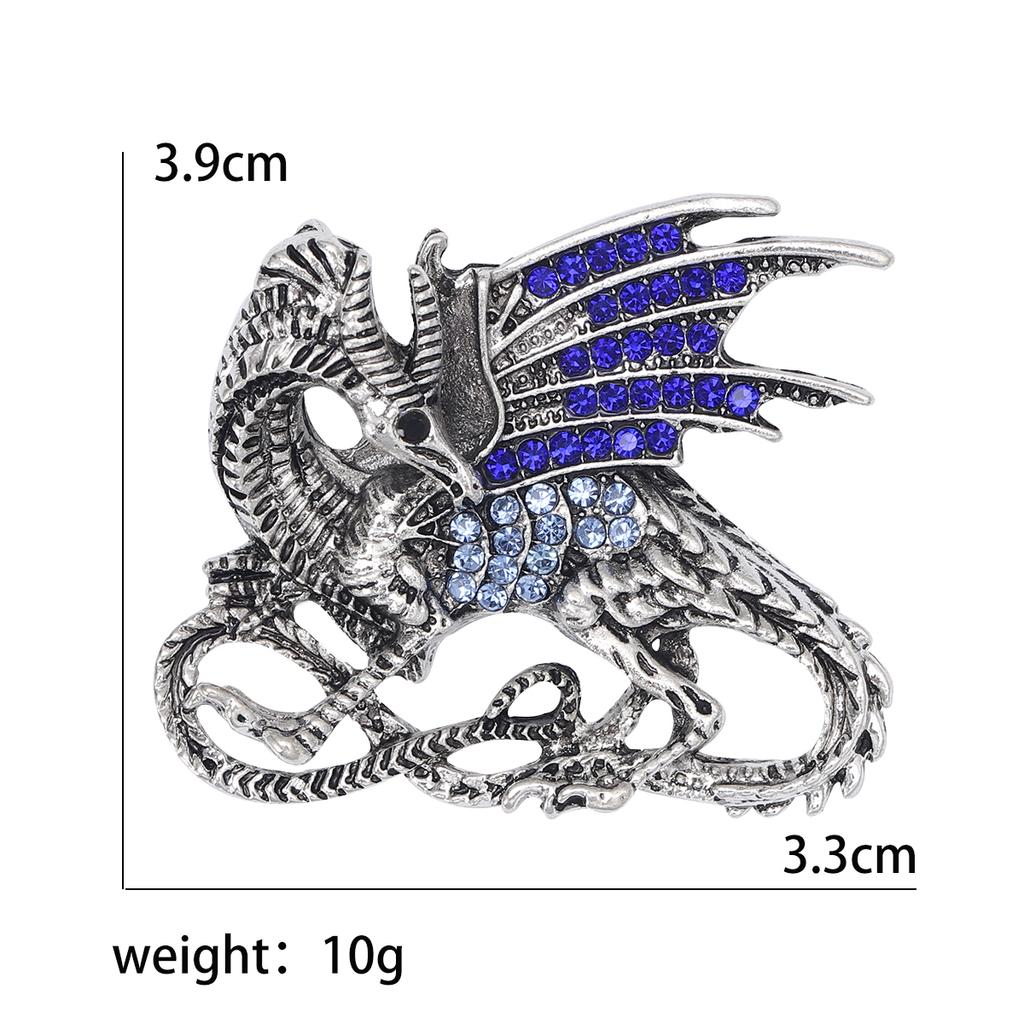Enamel Dragon Brooches for Women Unisex Rhinestone Necklace Flying Dragon Pins Banquet Party Backpack Gifts Jewelry Accessories