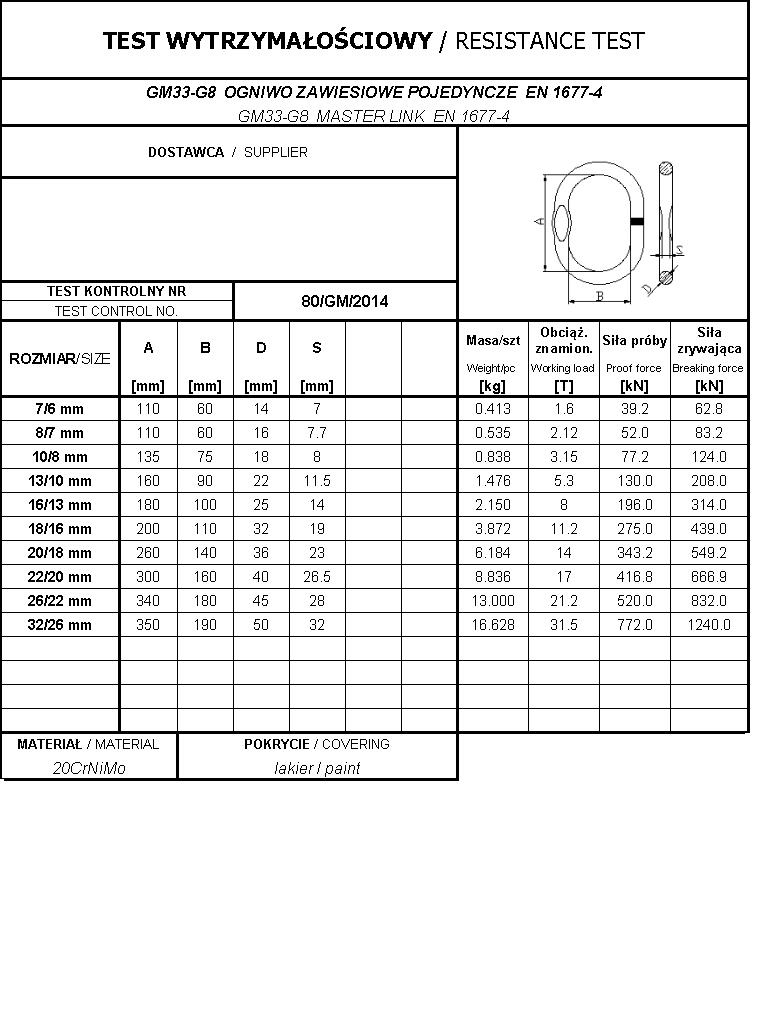 Single Link Suspension Gm33-G8 8/7Mm Wll2.12T - Ogn Gm33 8/7