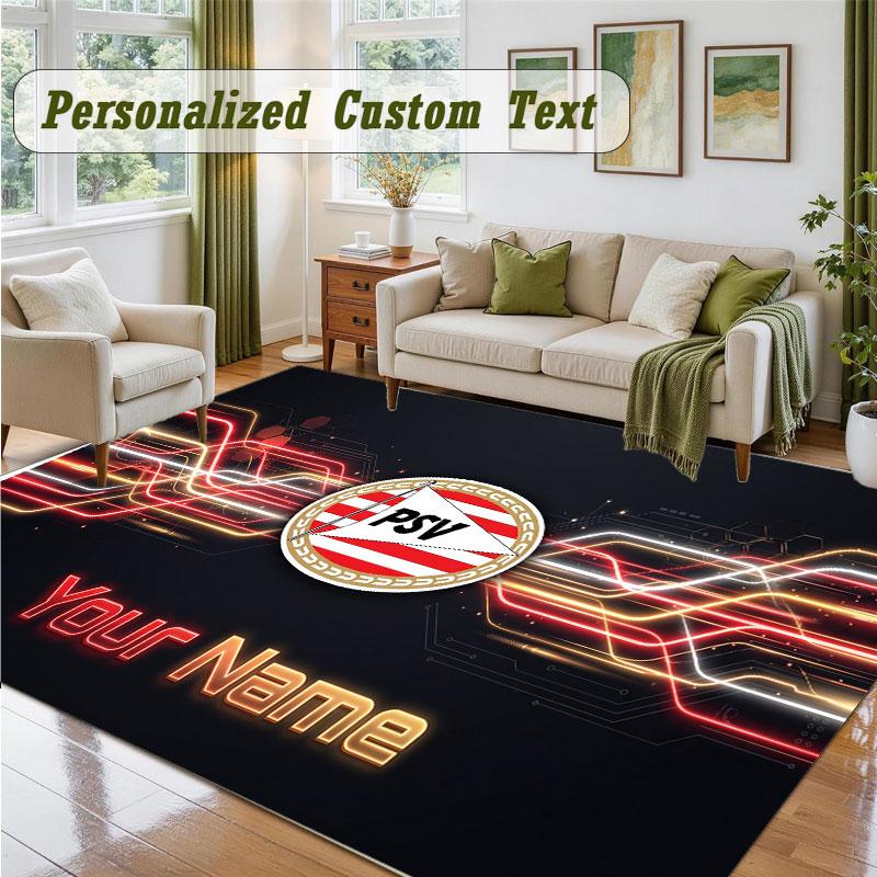 Crystal Velvet Square Rug Custom NamePSV Eindhoven FC Pattern Non Slip Home Floor Decor Rug