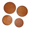 4pcs Wooden Tray Slip Resistant Spill Proof Durable Safe Multifunctional Round Serving Tray for