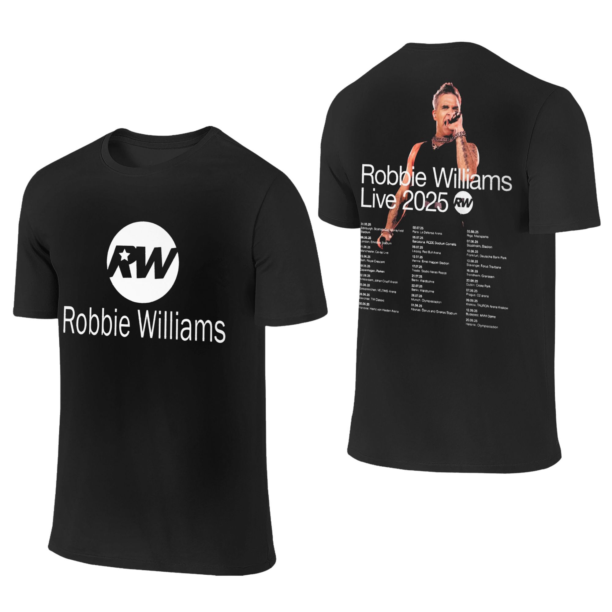 

Robbie Williams Live 2025 Tour Concert Apparel Men Women T Shirt Cotton Tee Graphic Printing T-shirt Clothing 4XL