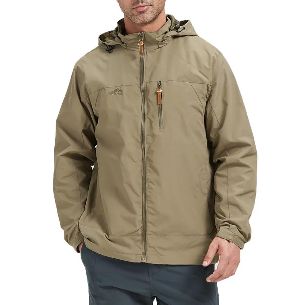 

Мужская Модная Куртка Уличная с Капюшоном Ветрозащитная Водонепроницаемая Приталенная Дышащая Верхняя Одежда Для Пеших Прогулок Кемпинга Скалолазания Повседневные Куртки XXXL хаки