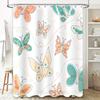 Decorative Shower Curtain Featuring Butterflies Flowers Waterproof Fabric For Bathroom Decorations