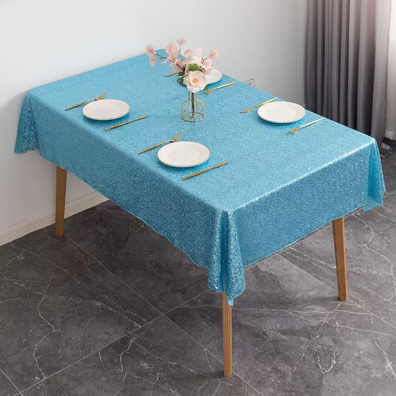 Nordic Style Round Solid Color Sequin Tablecloth for Weddings and Hotel Banquets