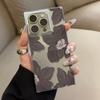 Brown Art Flower Oil Painting Phone Case For iPhone 17 16 15 14 13 12 11 Pro Max PLUS Air INS Transparent Rectangle Soft Cover