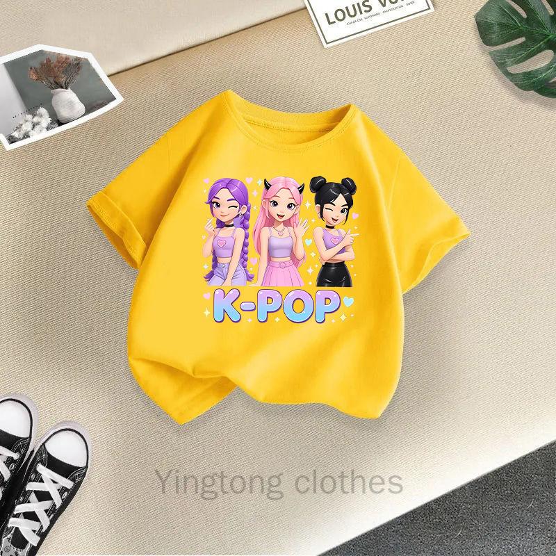 Summer Fashion Girls' Short Sleeved T-shirt Cute Printed Girls' Casual Versatile Top Cross Border