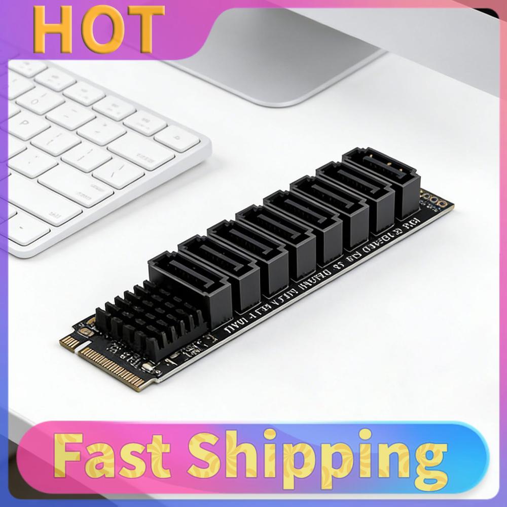 M.2 M KEY NVMe To SATA Convert Card ASM1166 6Gbps 8 Port M.2 M-Key PCIE3.0 To SATA Adapter with Smart Indicator Tools Included