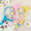 Cat Wand Toy Replacement Cute Caterpillar with Colorful Plush Balls And Feathers Elastic Net Tube Cat Toy Accessory for Kittens Interactive Wand