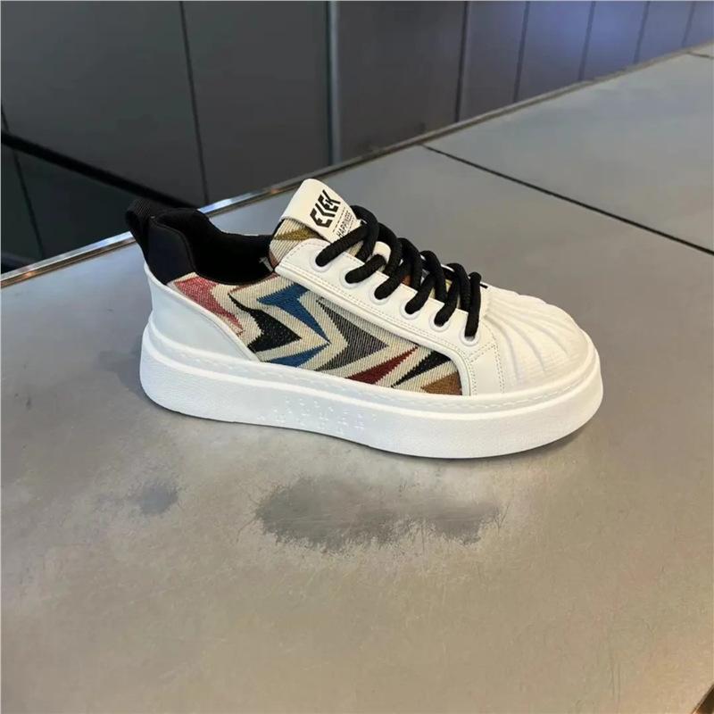 Spring new shell head board shoes breathable cloth comfortable thick sole color matching ec