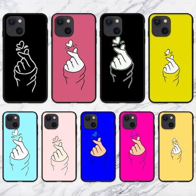 Amor en el dedo kpop corazón Funda para iPhone 11 12 Mini 13 14 Pro XS Max X 8 7 6s Plus 5 SE XR Carcasa