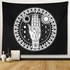 Black and White Moon Hands Tapestry Polyester Witchy Wall Hanging Mystic Gothic Decor for Bedroom Living Room Dorm Background