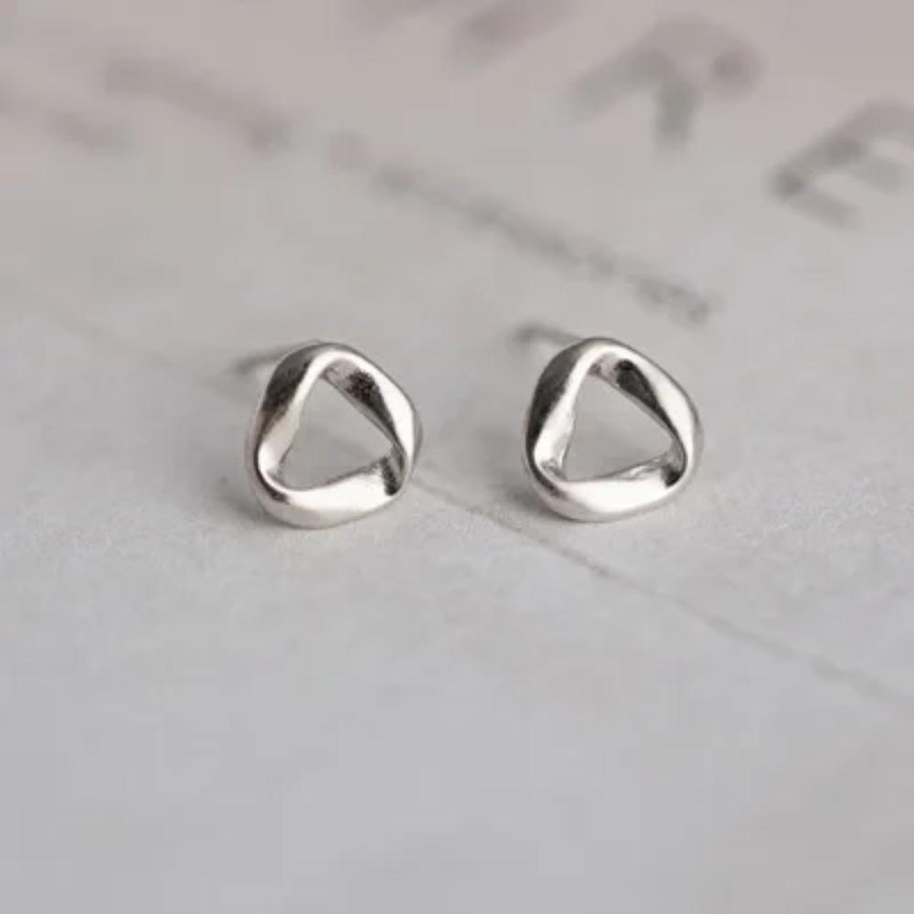 Silver Plated Korean Style Stud Earrings for Women Creative Ear Hole Design Allergy Free Fine Jewelry Accessories