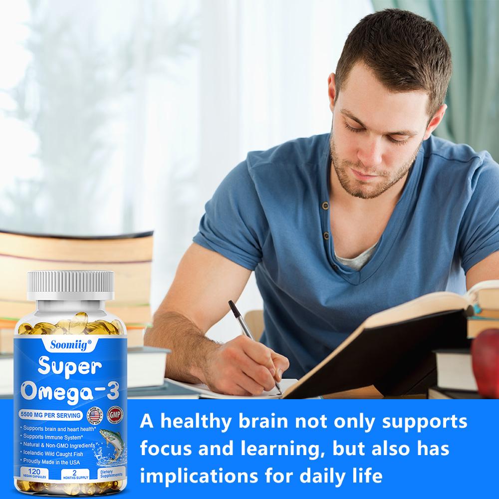 Soomiig Super Omega-3 Nahrungsergänzungsmittel, 5500 mg Fischöl, EPA & DHA, 120 Kapseln