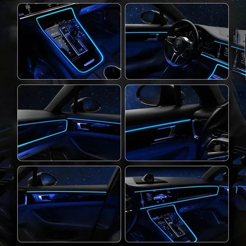 3M Car Interior Ambient LED Light Strip Invisible USB Flexible Neon Interior Lights Assembly RGB APP For Car Decoration Lighting