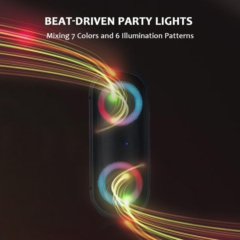 Waterproof Bluetooth-compatible 5.0 Speaker With RGBs Light Effects Portable Outdoor Wireless Speaker Long Playtimes Plastic Housing