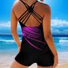 Kadın Yaz İki Adet Mayo Çapraz Askı Seksi Bikini Set Tankini Mayo Artı Boyutu S-8XL