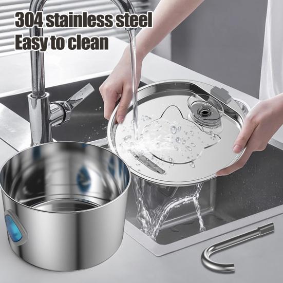 3.2L Pet Water Fountain Stainless Steel Automatic Water Dispenser Cat Water Fountain with Clear Window Quadruple