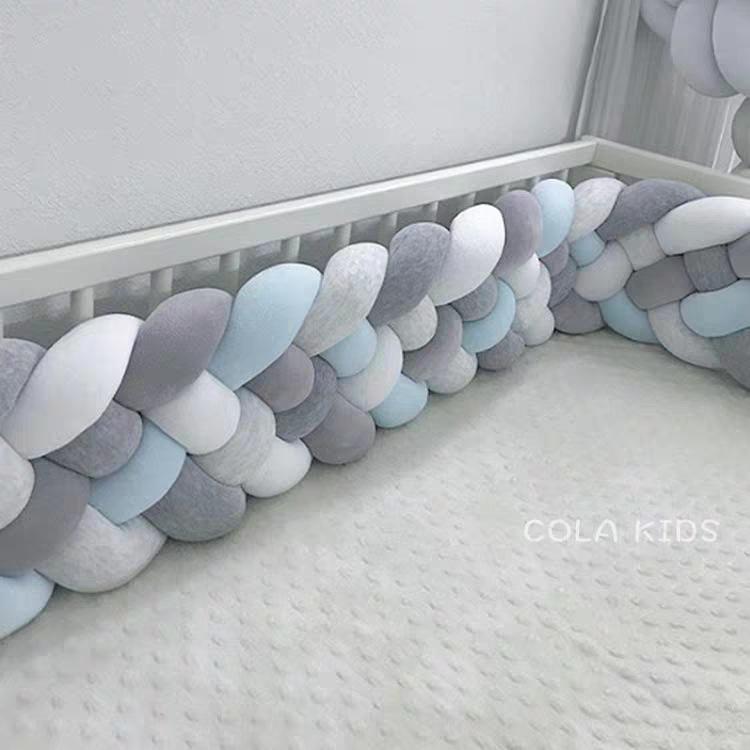 Dänischer Strick Nordischer Knotenball Krippenstoßschutz - 6-Strang-Zopf für Neugeborene