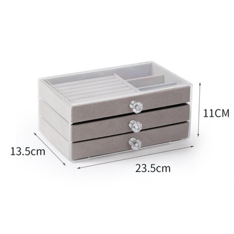Jewelry Box Transparent Velvet Cream Fashionable