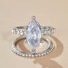2PCS Luxury Classic Bright Inlay Zircon Ring Lady Says Fashion Engagement Wedding Banquet Zircon Gift Accessories