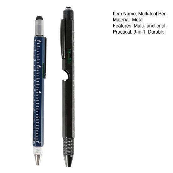 2 Pcs 9-in-1 Multi-Tool Pen Cool Pen Set with LED Light Pliers Screwdrivers Bottle Opener Christmas Birthday Father's Day