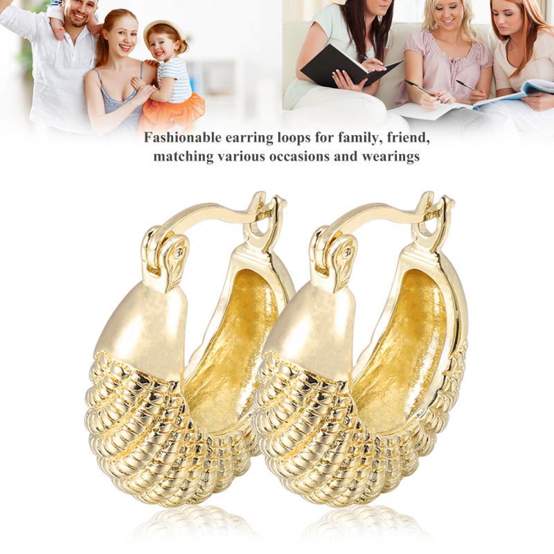 Buy 1Pair Women Lady Ear Earrings Round Loops Copper Fish Decoration ...