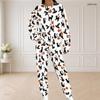 Completo da Donna Taglie Forti Stampa Halloween Due Pezzi Girocollo Manica Lunga Top e Pantaloni Lunghi
